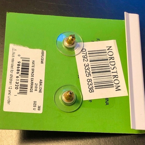 KATE SPADE New York Cushion Cut Abalone Gold Tone Earrings - Picture 5 of 7